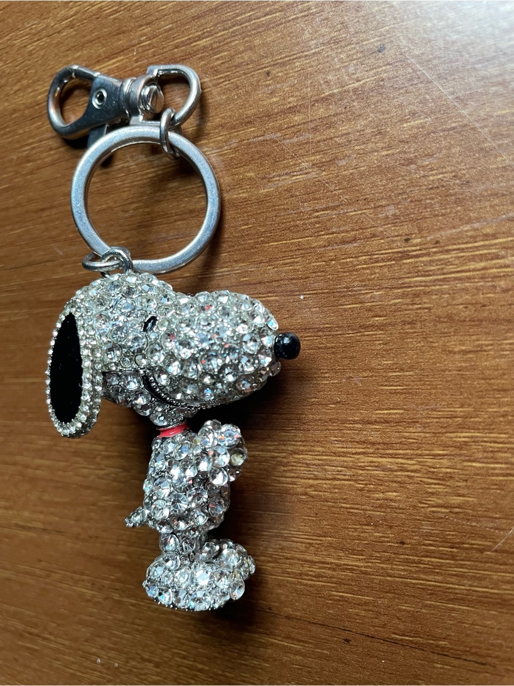 Crystal Pave Peanuts Snoopy Keychain Charm - Clear Rhinestones - Picture 3 of 7